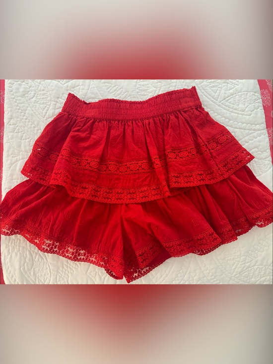 Altar'd State Pants - Red Tiered Lace Mini Skirt